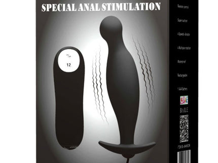 PRETTY LOVE - SILICONE ANAL PLUG 12 VIBRATION MODES BLACK