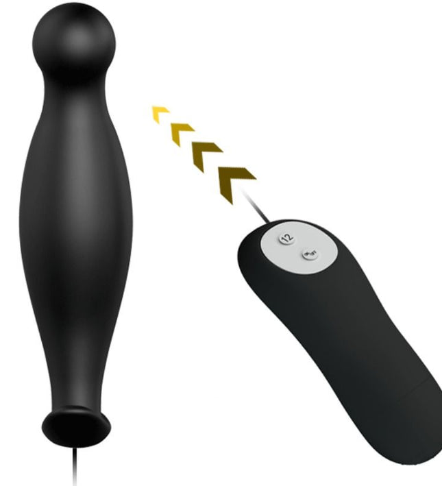 PRETTY LOVE - SILICONE ANAL PLUG 12 VIBRATION MODES BLACK
