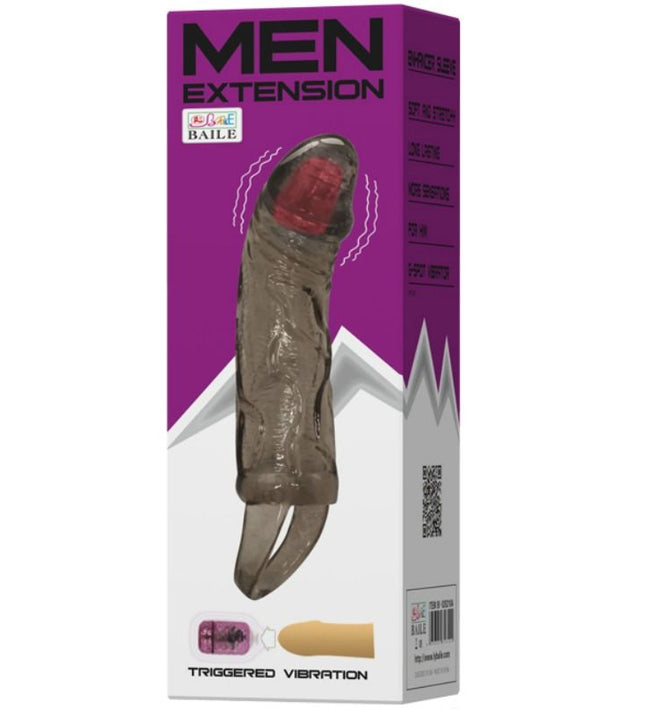 BAILE - PENIS EXTENDER SHEATH WITH VIBRATION AND STRAP FOR TESTICLES 13.5 CM