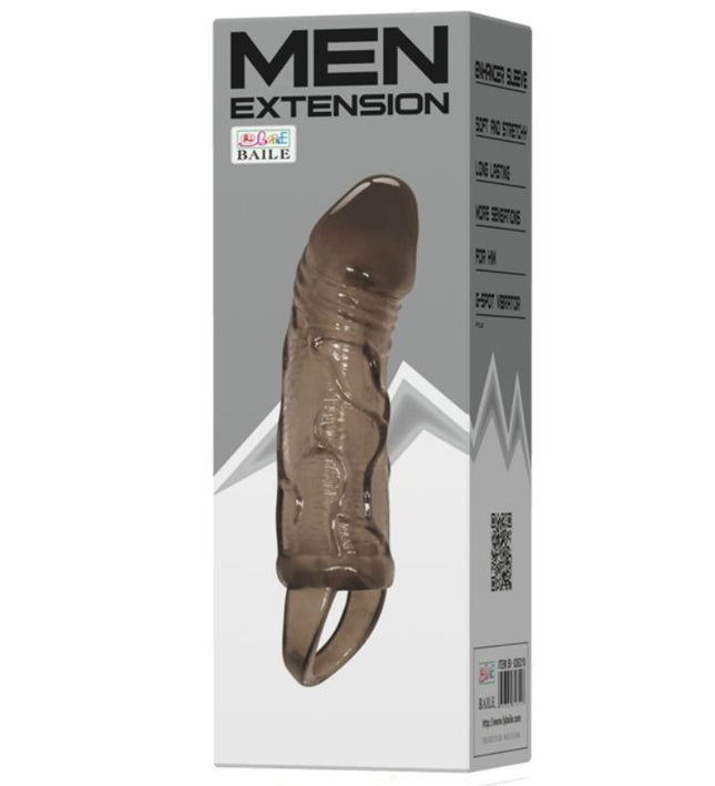 BAILE - PENIS EXTENDER COVER WITH STRAP FOR TESTICLES BLACK 13.5 CM