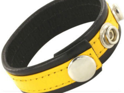 LEATHER BODY - ADJUSTABLE LEATHER STRAP PENIS YELLOW-BLACK