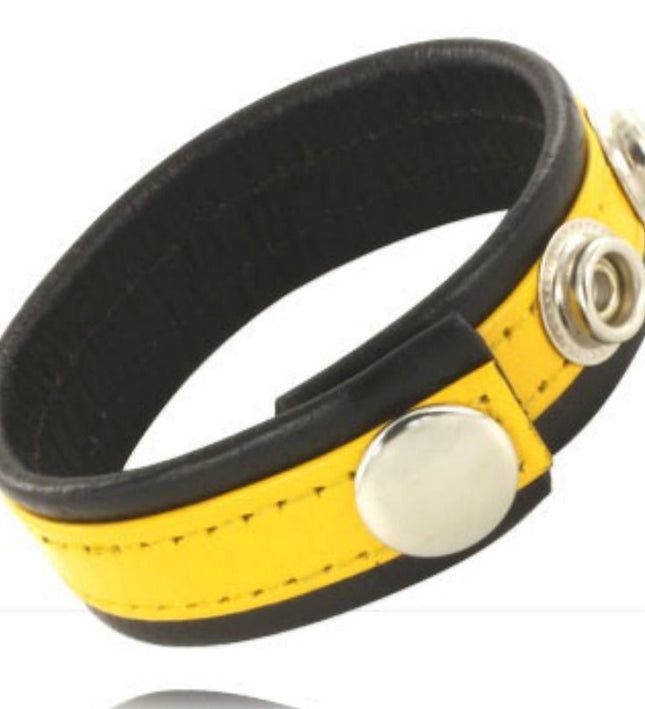 LEATHER BODY - ADJUSTABLE LEATHER STRAP PENIS YELLOW-BLACK