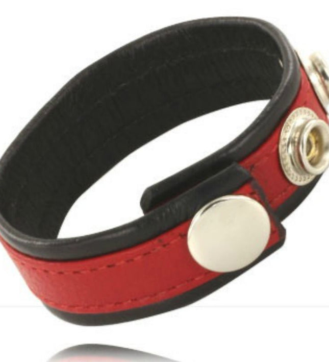LEATHER BODY - ADJUSTABLE LEATHER STRAP FOR PENIS RED-BLACK