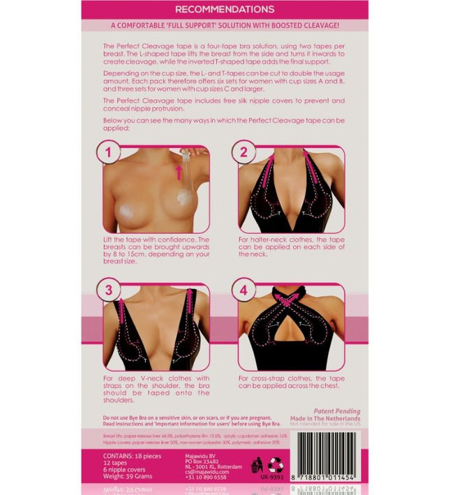 BYE-BRA - ENHANCEMENT TAPE + FREE NIPPLE COVERS CUP A-F