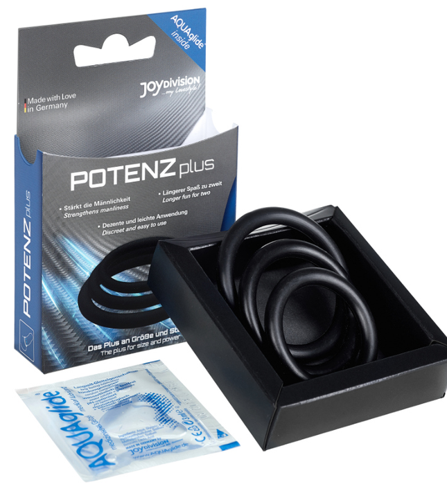 JOYDIVISION POTENZDUO - PLUS 3 BLACK RINGS SET - S, M, L