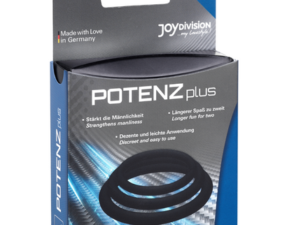 JOYDIVISION POTENZDUO - PLUS 3 BLACK RINGS SET - S, M, L