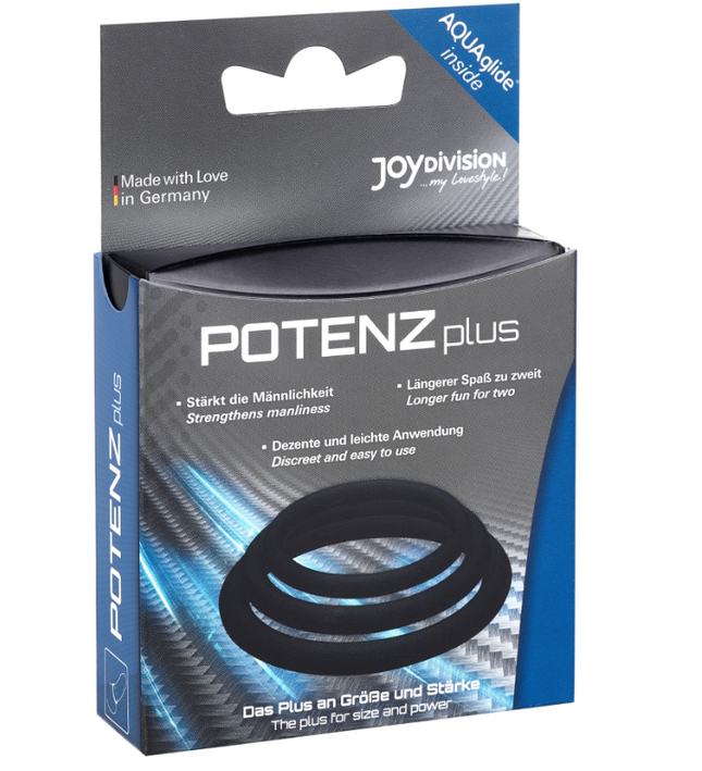 JOYDIVISION POTENZDUO - PLUS 3 BLACK RINGS SET - S, M, L