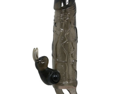 BAILE - BRAVE MAN PENIS COVER WITH RABBIT BLACK 16.5 CM