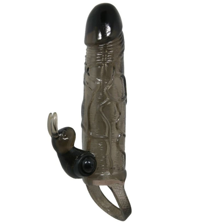 BAILE - BRAVE MAN PENIS COVER WITH RABBIT BLACK 16.5 CM