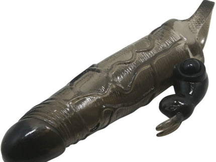 BAILE - BRAVE MAN PENIS COVER WITH RABBIT BLACK 16.5 CM