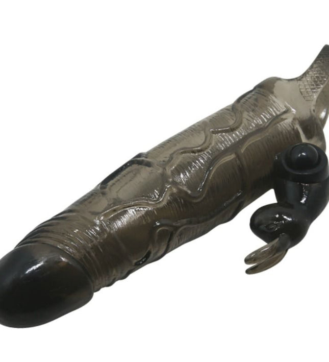 BAILE - BRAVE MAN PENIS COVER WITH RABBIT BLACK 16.5 CM