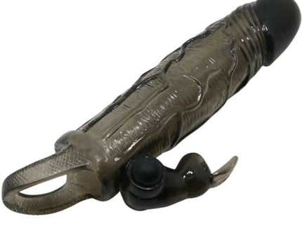 BAILE - BRAVE MAN PENIS COVER WITH RABBIT BLACK 16.5 CM