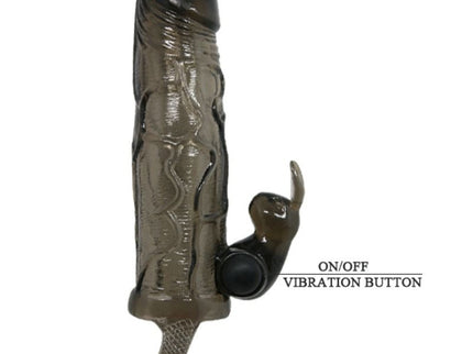 BAILE - BRAVE MAN PENIS COVER WITH RABBIT BLACK 16.5 CM