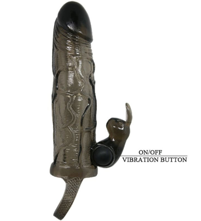 BAILE - BRAVE MAN PENIS COVER WITH RABBIT BLACK 16.5 CM