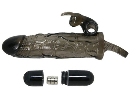 BAILE - BRAVE MAN PENIS COVER WITH RABBIT BLACK 16.5 CM