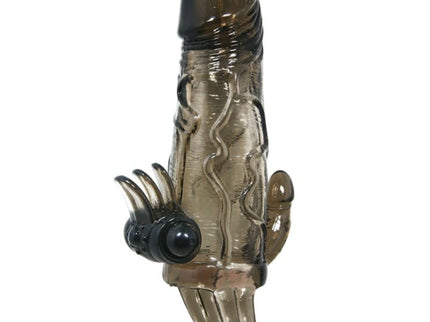 BAILE - BRAVE MAN PENIS COVER WITH CLIT AND ANAL STIMULATION DOUBLE BULLET BLACK 16.5 CM