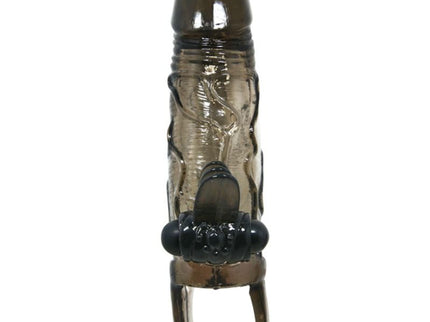 BAILE - BRAVE MAN PENIS COVER WITH CLIT AND ANAL STIMULATION DOUBLE BULLET BLACK 16.5 CM