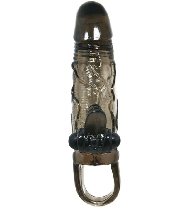 BAILE - BRAVE MAN PENIS COVER WITH CLIT AND ANAL STIMULATION DOUBLE BULLET BLACK 16.5 CM