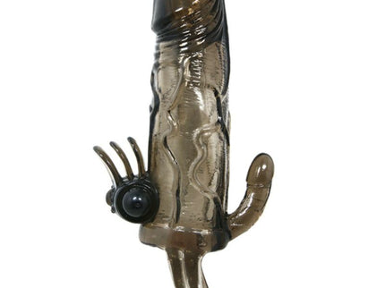 BAILE - BRAVE MAN PENIS COVER WITH CLIT AND ANAL STIMULATION DOUBLE BULLET BLACK 16.5 CM