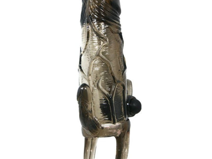 BAILE - BRAVE MAN PENIS COVER WITH CLIT AND ANAL STIMULATION DOUBLE BULLET BLACK 16.5 CM