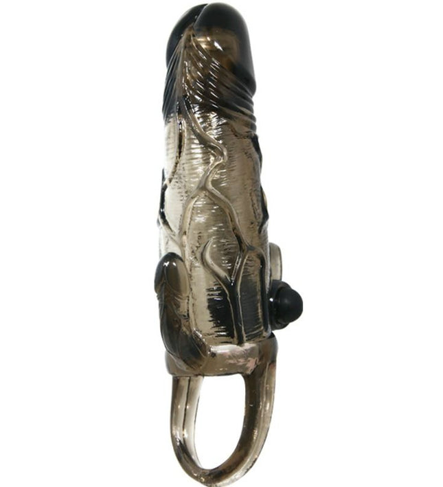 BAILE - BRAVE MAN PENIS COVER WITH CLIT AND ANAL STIMULATION DOUBLE BULLET BLACK 16.5 CM