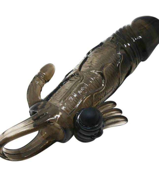 BAILE - BRAVE MAN PENIS COVER WITH CLIT AND ANAL STIMULATION DOUBLE BULLET BLACK 16.5 CM