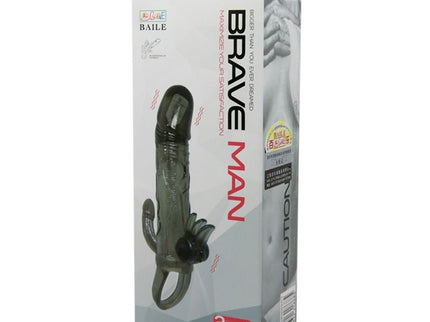 BAILE - BRAVE MAN PENIS COVER WITH CLIT AND ANAL STIMULATION DOUBLE BULLET BLACK 16.5 CM