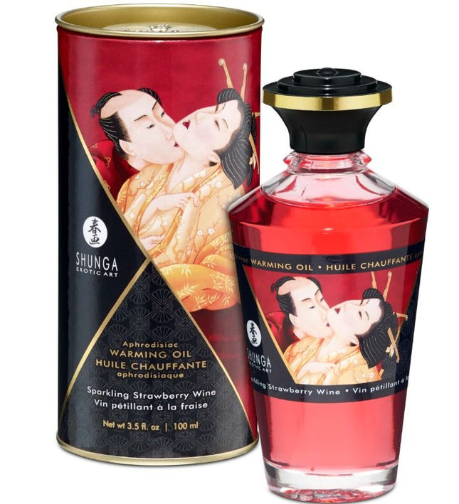 SHUNGA - STRAWBERRIES AND CAVA HEAT EFFECT MASSAGE OIL 100 ML