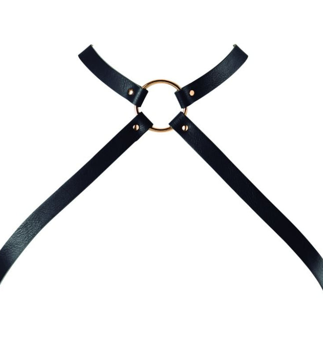 BIJOUX - INDISCRETS MAZE CROSSED CHEST HARNESS BLACK