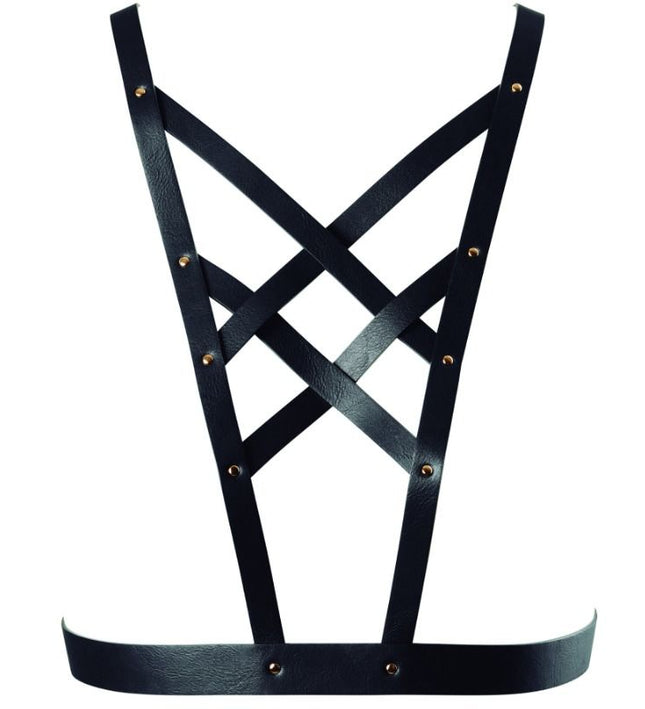BIJOUX - INDISCRETS MAZE CROSSED HARNESS WITH NECKLINE BLACK