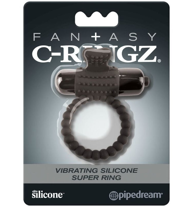 FANTASY C-RINGZ - BLACK SILICONE VIBRATING RING