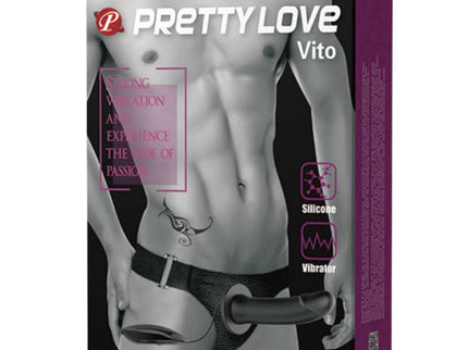 PRETTY LOVE - VITO STRAP ON WITH HOLLOW DILDO AND VIBRATION 17.3 CM