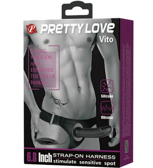 PRETTY LOVE - VITO STRAP ON WITH HOLLOW DILDO AND VIBRATION 17.3 CM