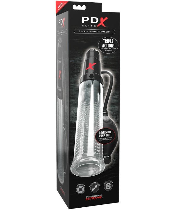 PDX ELITE - SUCK N PUMP STROKER VIBRATING MASTURBATOR SUCTION PUMP