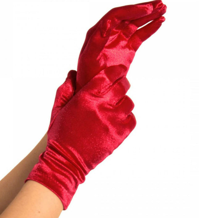 LEG AVENUE - SATIN GLOVES RED