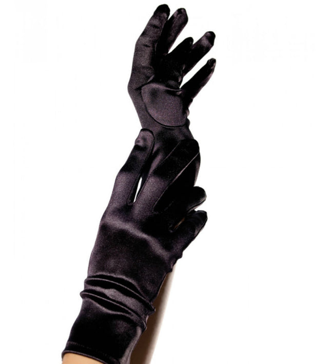 LEG AVENUE - SATIN GLOVES BLACK