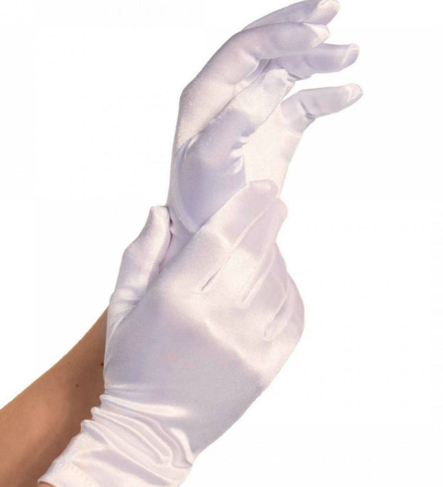 LEG AVENUE - SATIN GLOVES WHITE