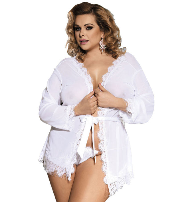 SUBBLIME - QUEEN PLUS WHITE BABYDOLL WITH FRINGE