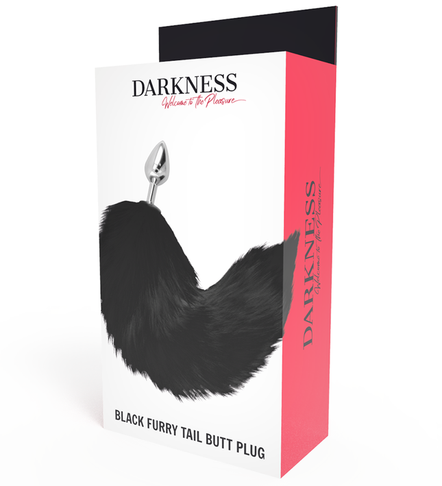 DARKNESS - SILVER ANAL PLUG 8 CM WITH BLACK TAIL