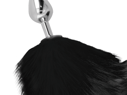 DARKNESS - SILVER ANAL PLUG 8 CM WITH BLACK TAIL