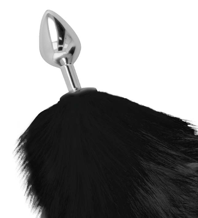 DARKNESS - SILVER ANAL PLUG 8 CM WITH BLACK TAIL