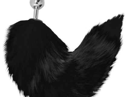 DARKNESS - SILVER ANAL PLUG 8 CM WITH BLACK TAIL