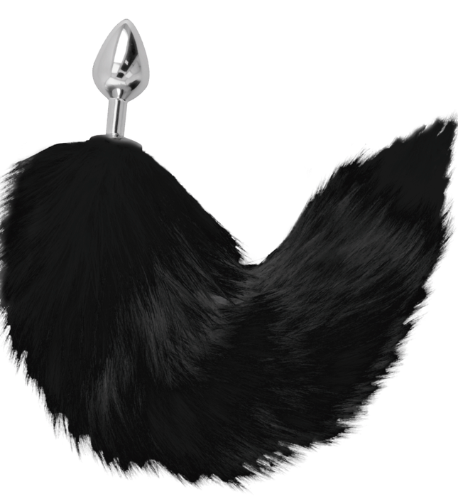 DARKNESS - SILVER ANAL PLUG 8 CM WITH BLACK TAIL