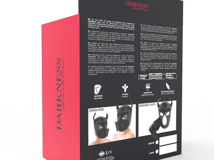 DARKNESS - NEOPRENE DOG MASK WITH REMOVABLE MUZZLE M