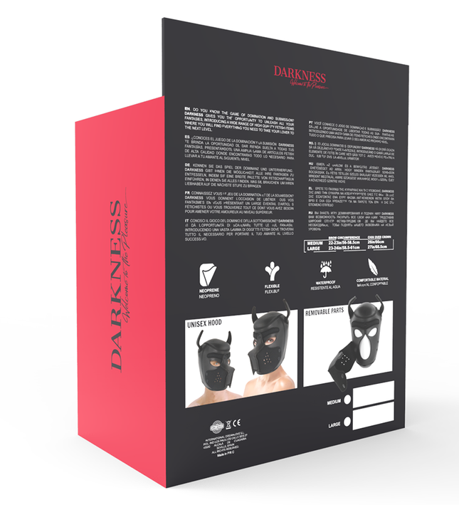 DARKNESS - NEOPRENE DOG MASK WITH REMOVABLE MUZZLE M