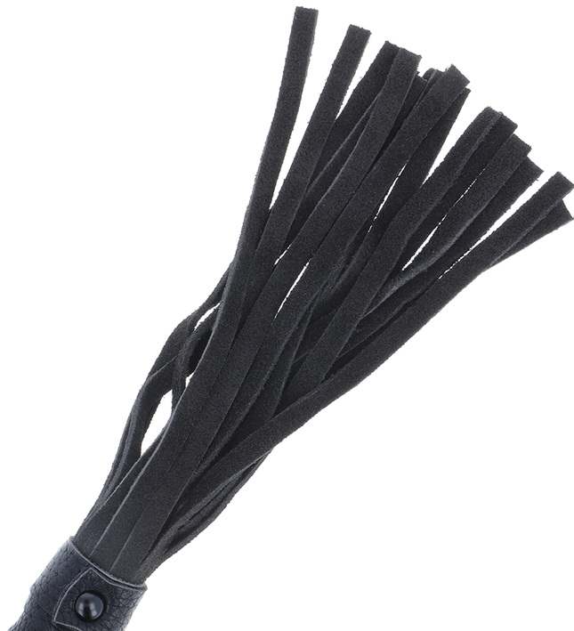 DARKNESS - BLACK BONDAGE WHIP WITH LEATHER HANDLE