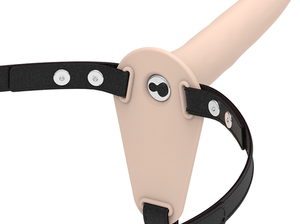 FETISH SUBMISSIVE HARNESS - FLESH SILICONE VIBRATOR 15 CM