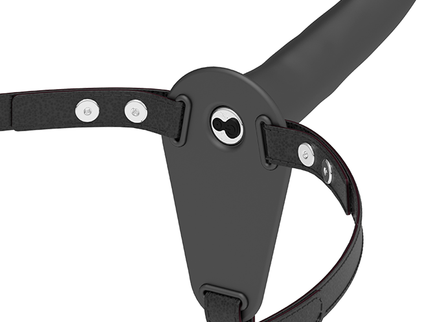 FETISH SUBMISSIVE HARNESS - BLACK SILICONE VIBRATOR 15 CM