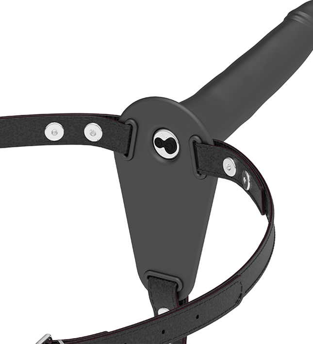 FETISH SUBMISSIVE HARNESS - BLACK SILICONE VIBRATOR 15 CM