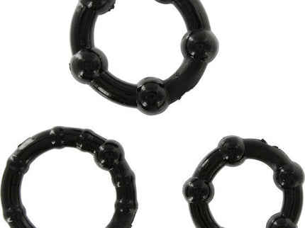 SEVEN CREATIONS - SET OF THREE BLACK PENIS RINGS